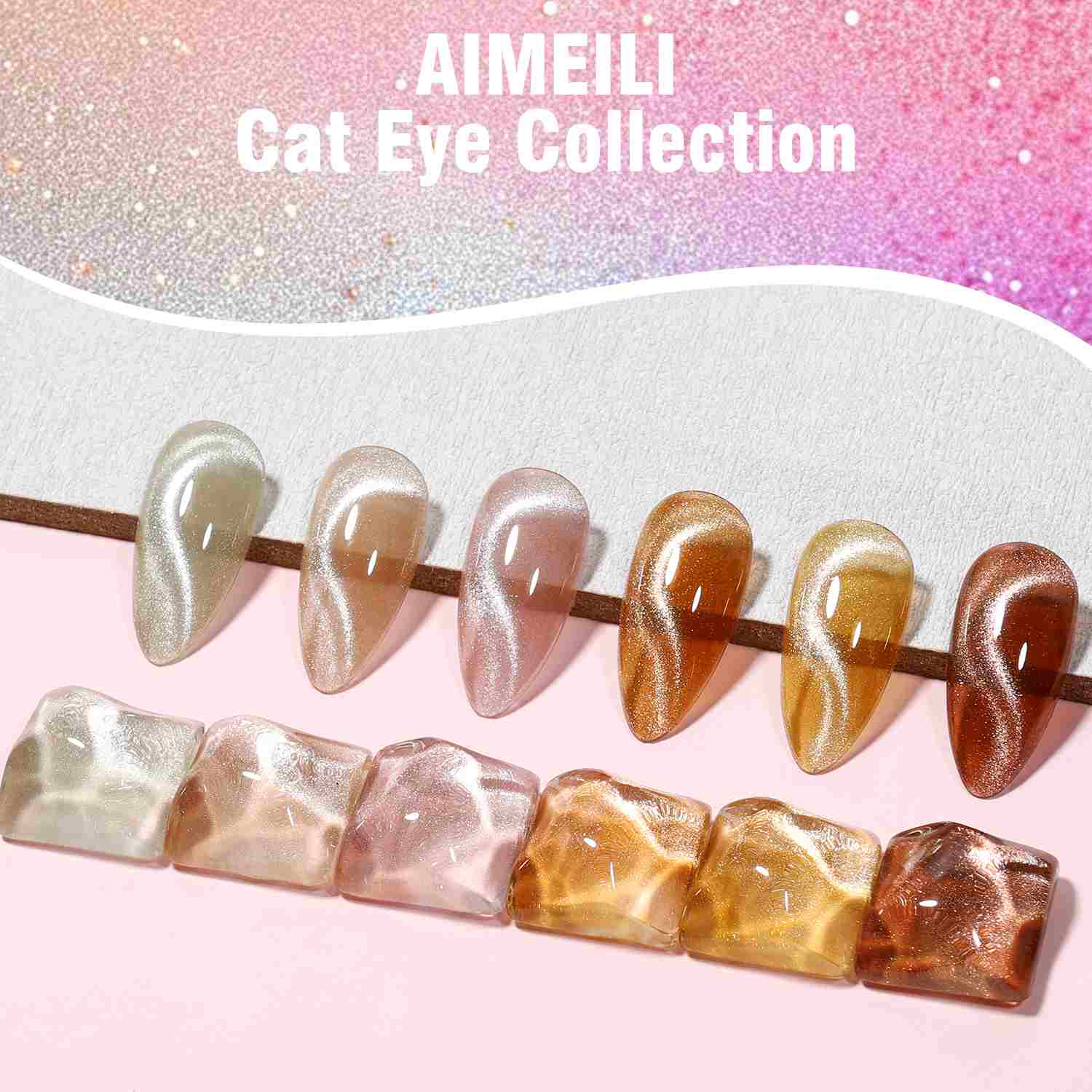 AIMEILI Cat Eye Gel Polish Set – 6 Gold Colors 117