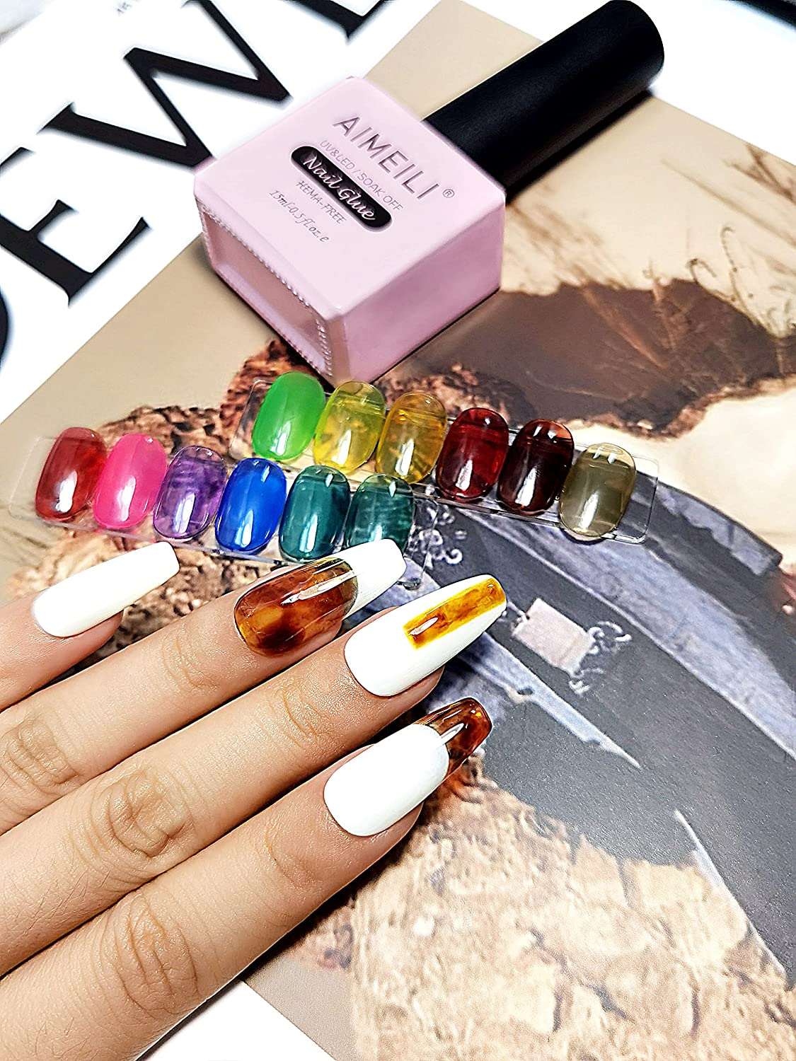 glue fake nails