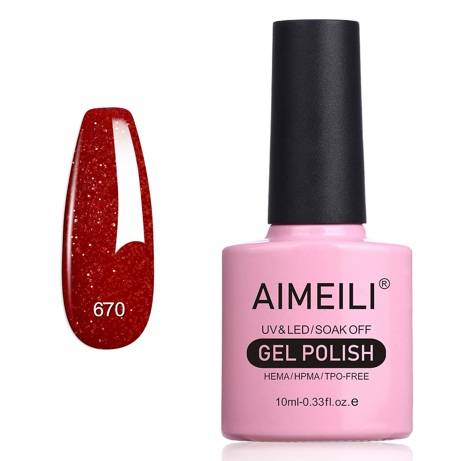 Dark red glitter gel polish