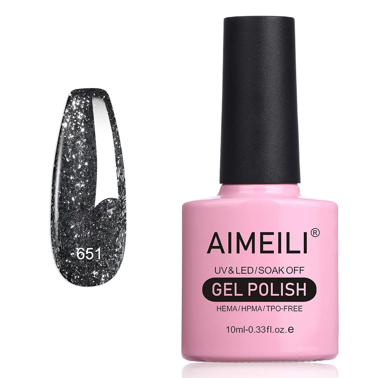 Black Gel Polish With Glitter