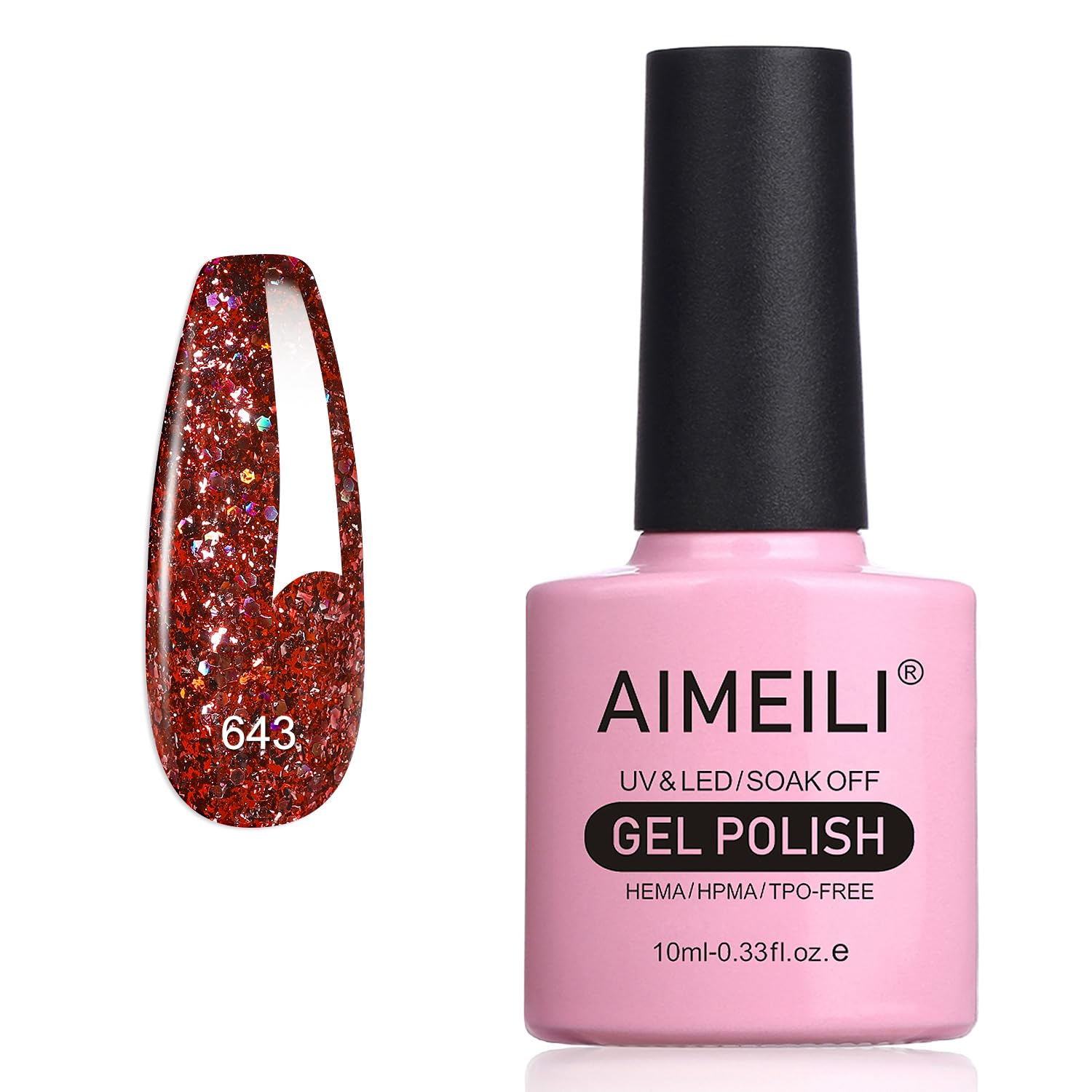 brown red glitter gel polish