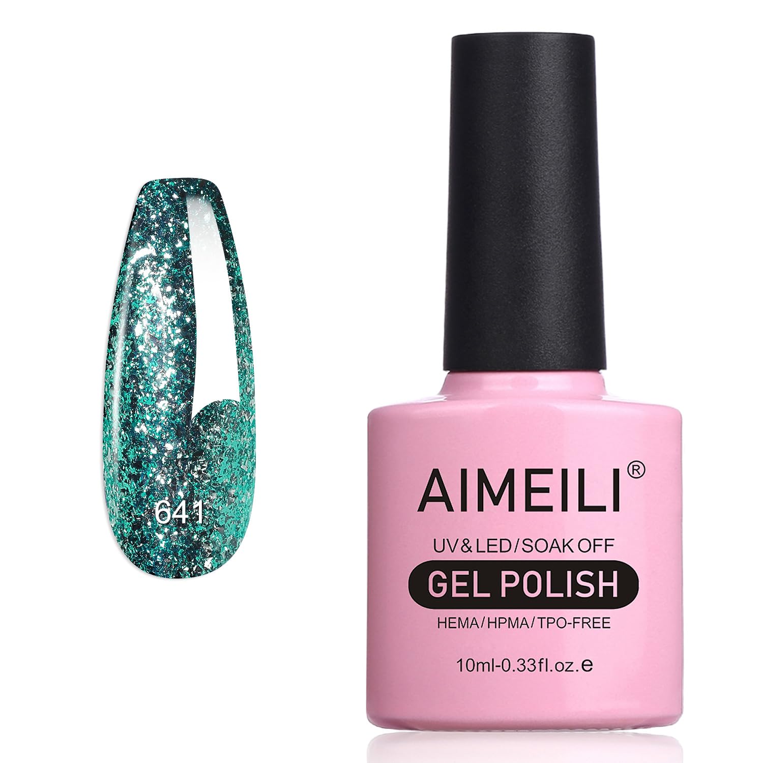 green glitter gel polish
