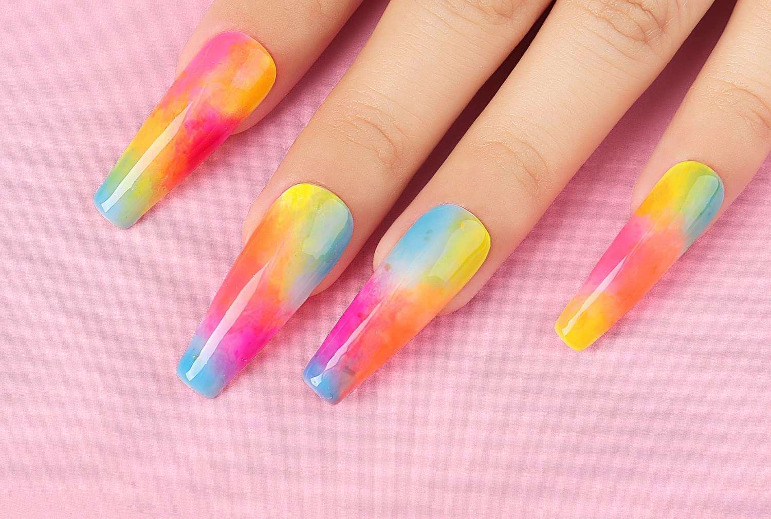 rainbow ombre nails