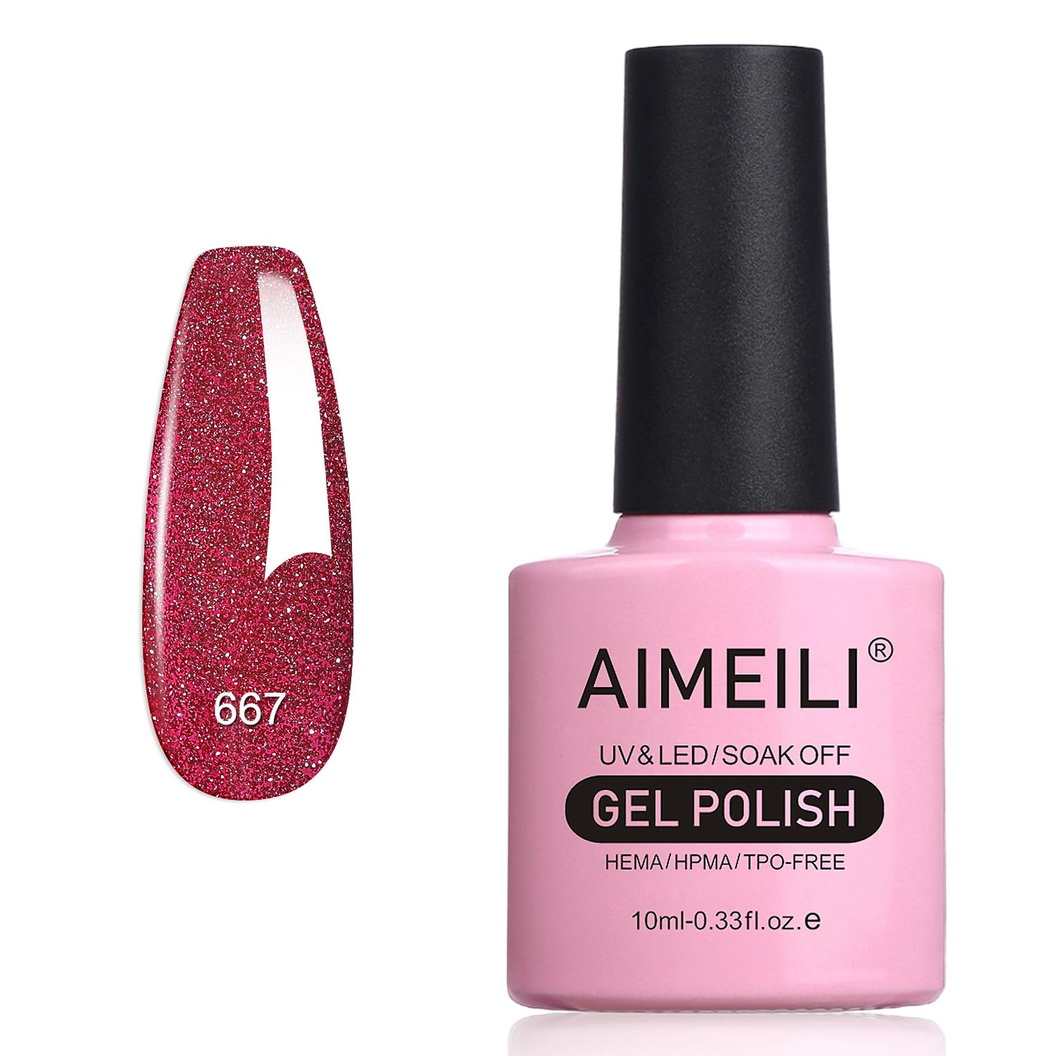 Pink glitter gel polish