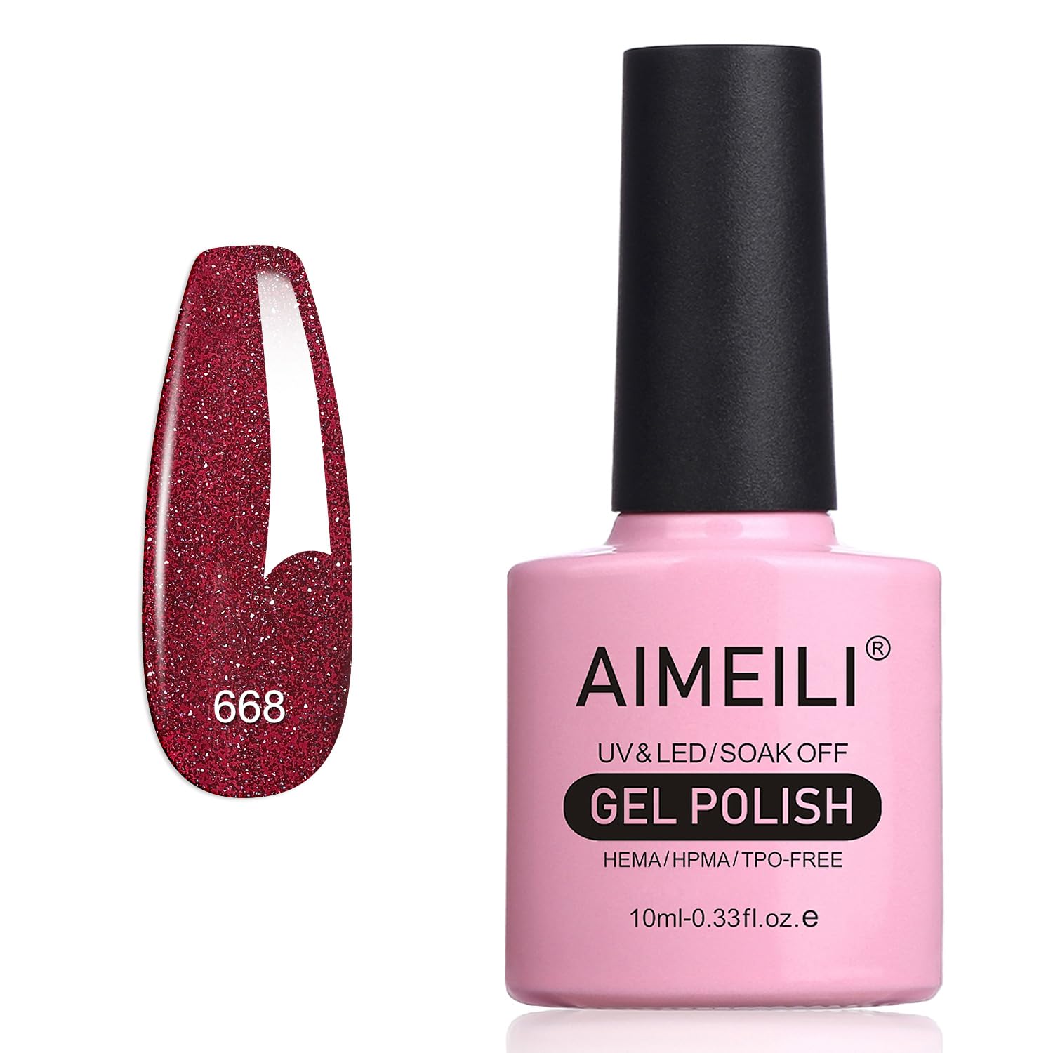 Dark Pink Glitter Gel Polish
