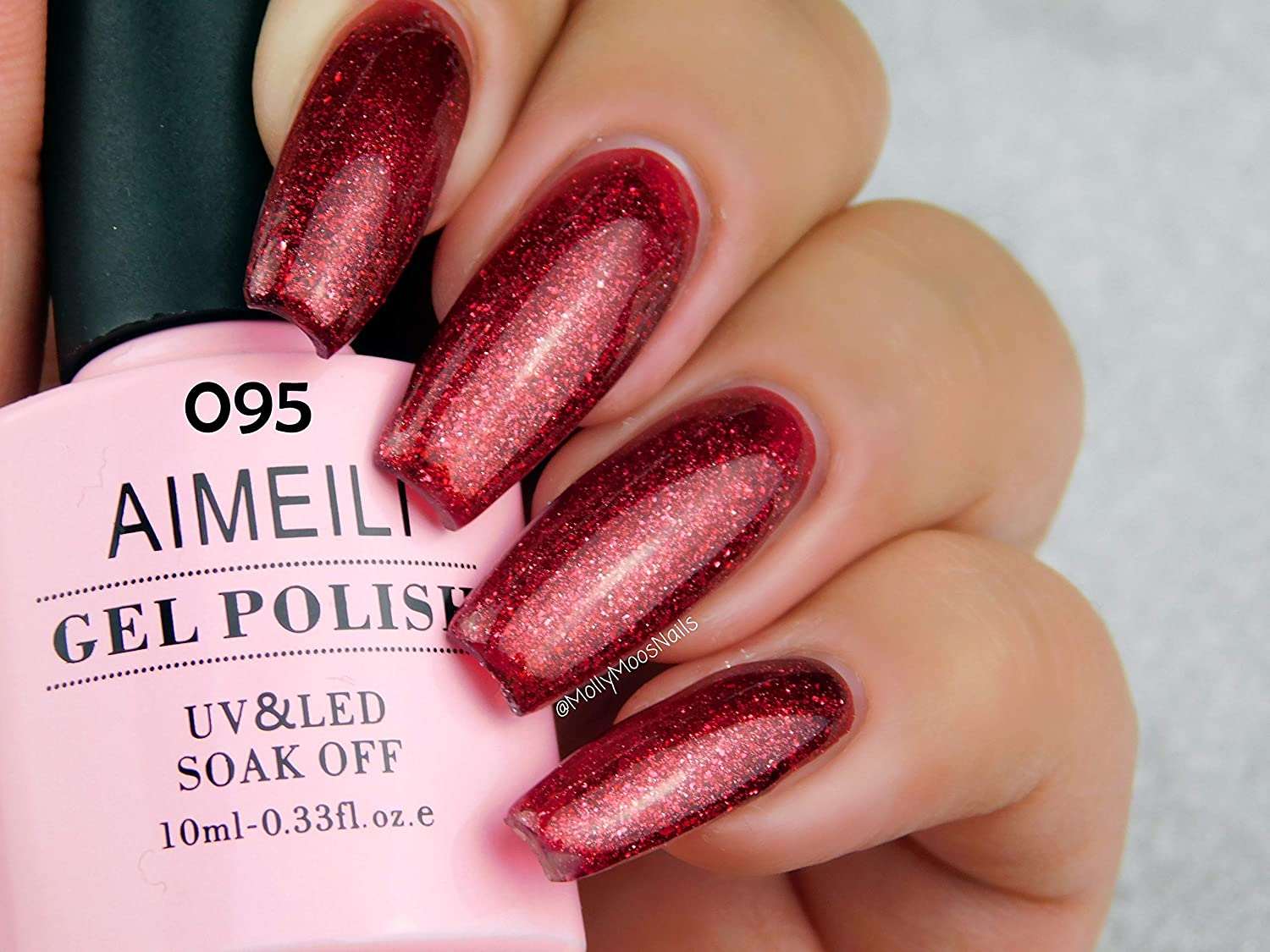 red glitter nails