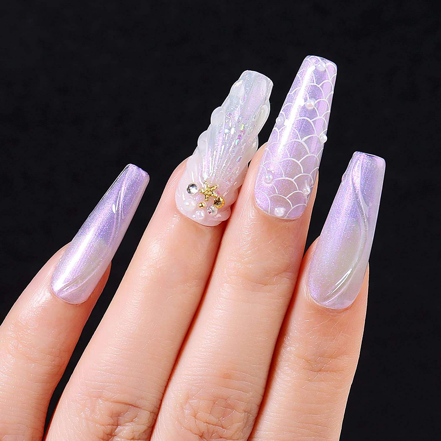purple design nails