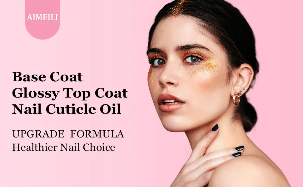 Upgrade formula base coat, Glossy top coat, Nail cuticle oil set
