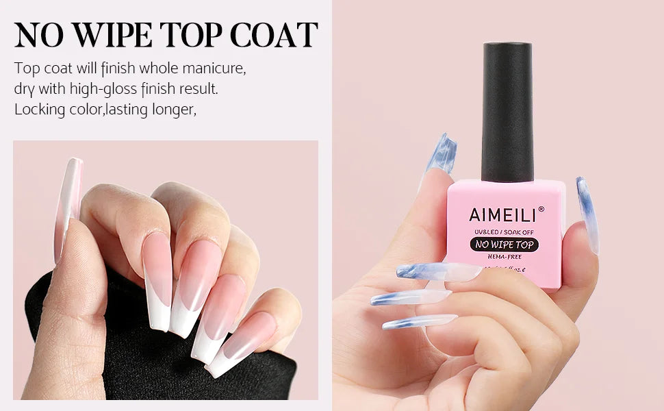 No wipe top coat for nails