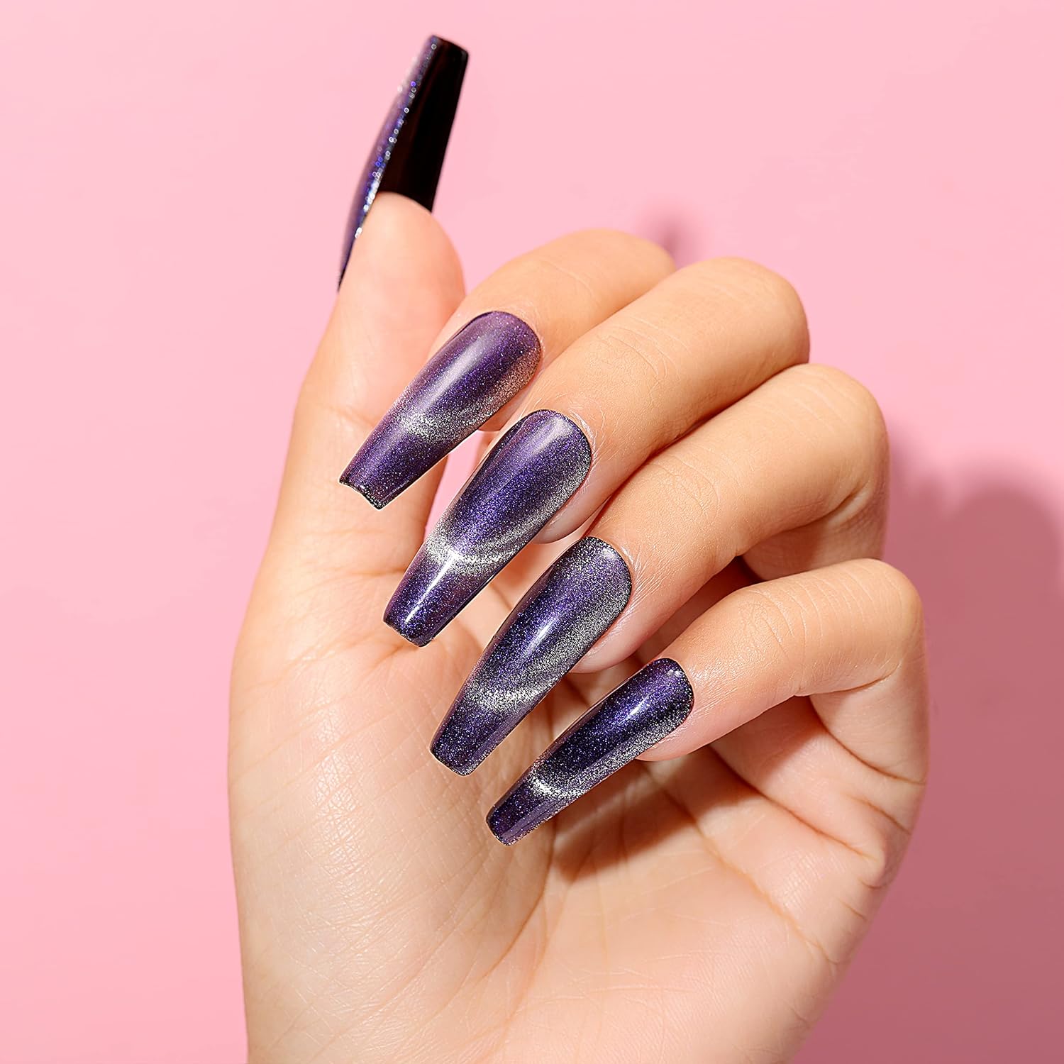 cat eye silver nails