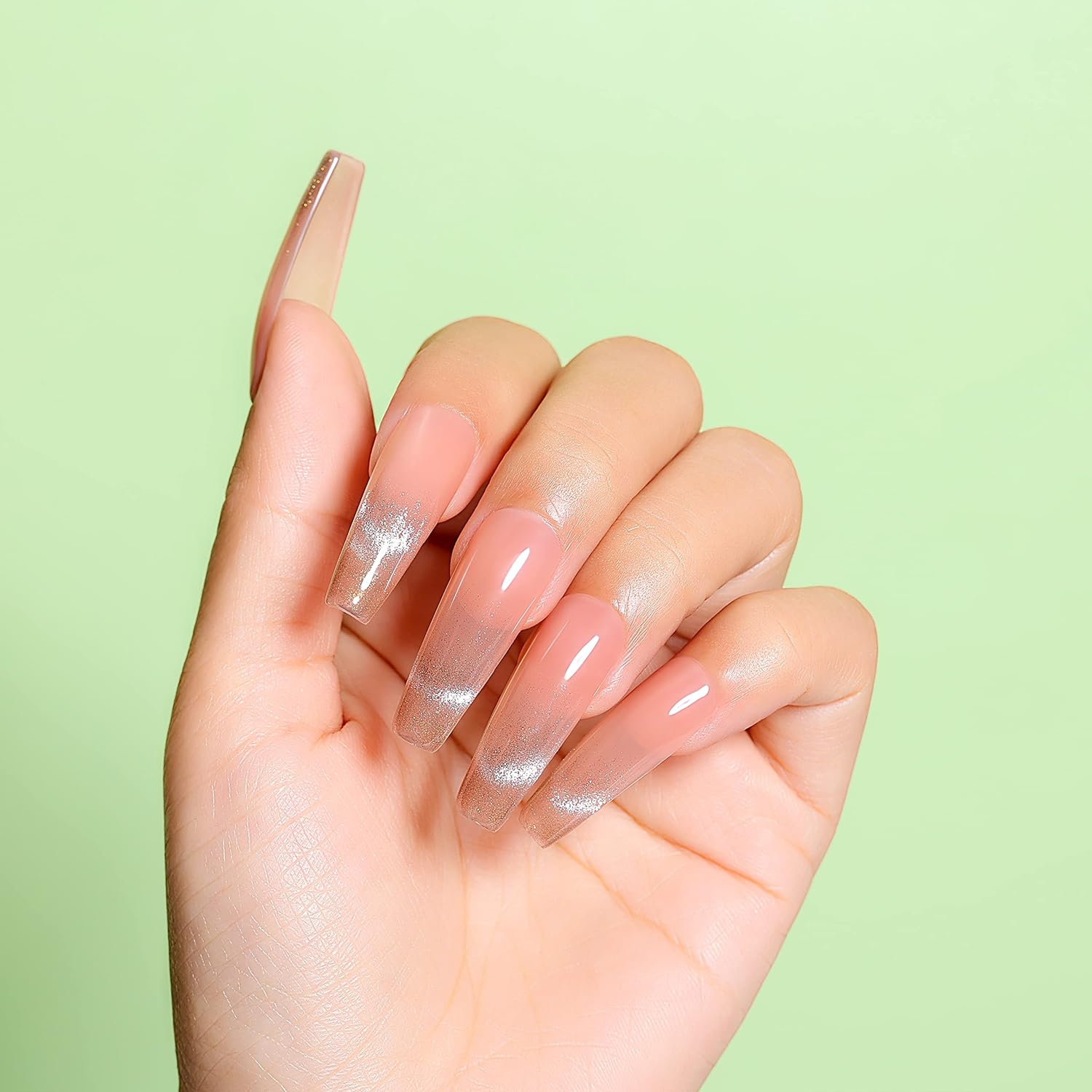 orange cat eye nail design