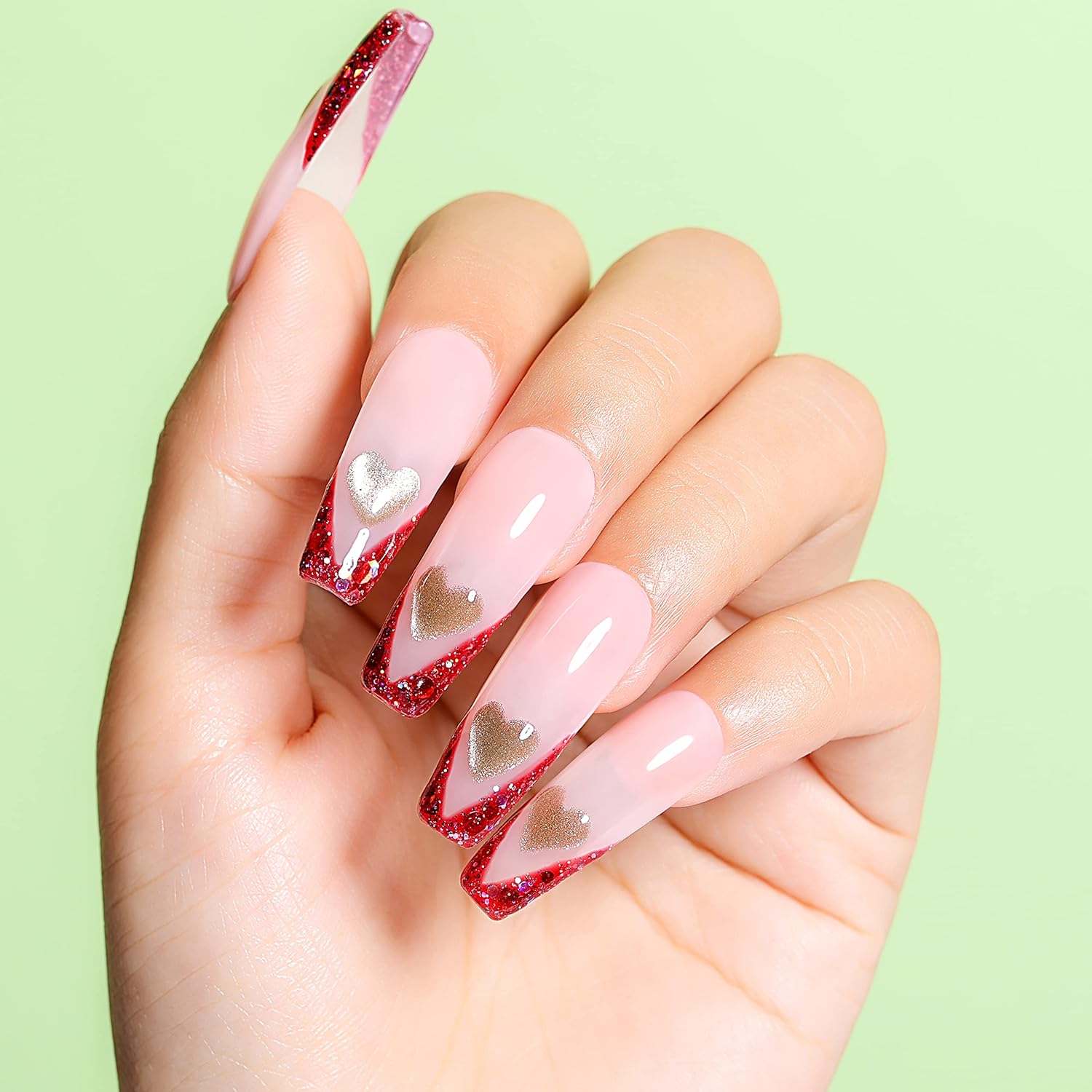 heart cat eye nails