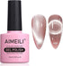 pink cat eye nails