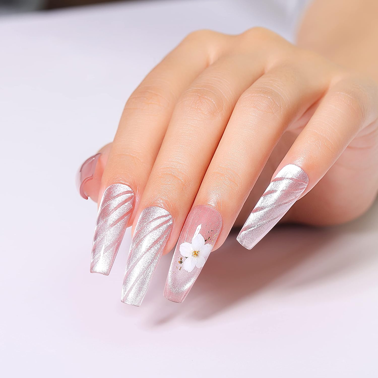 pink cat eye nail designs