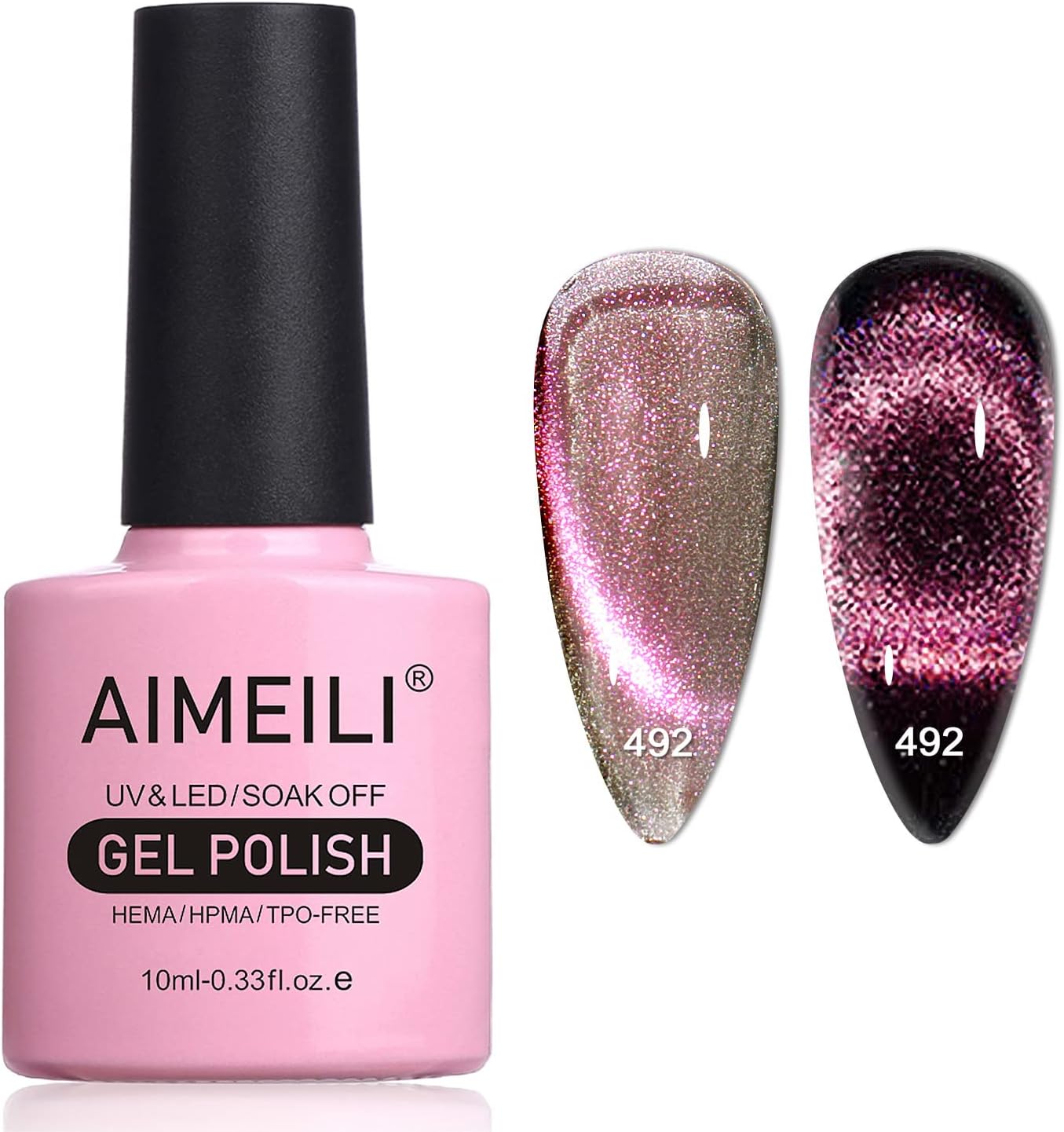 hot pink cat eye nails