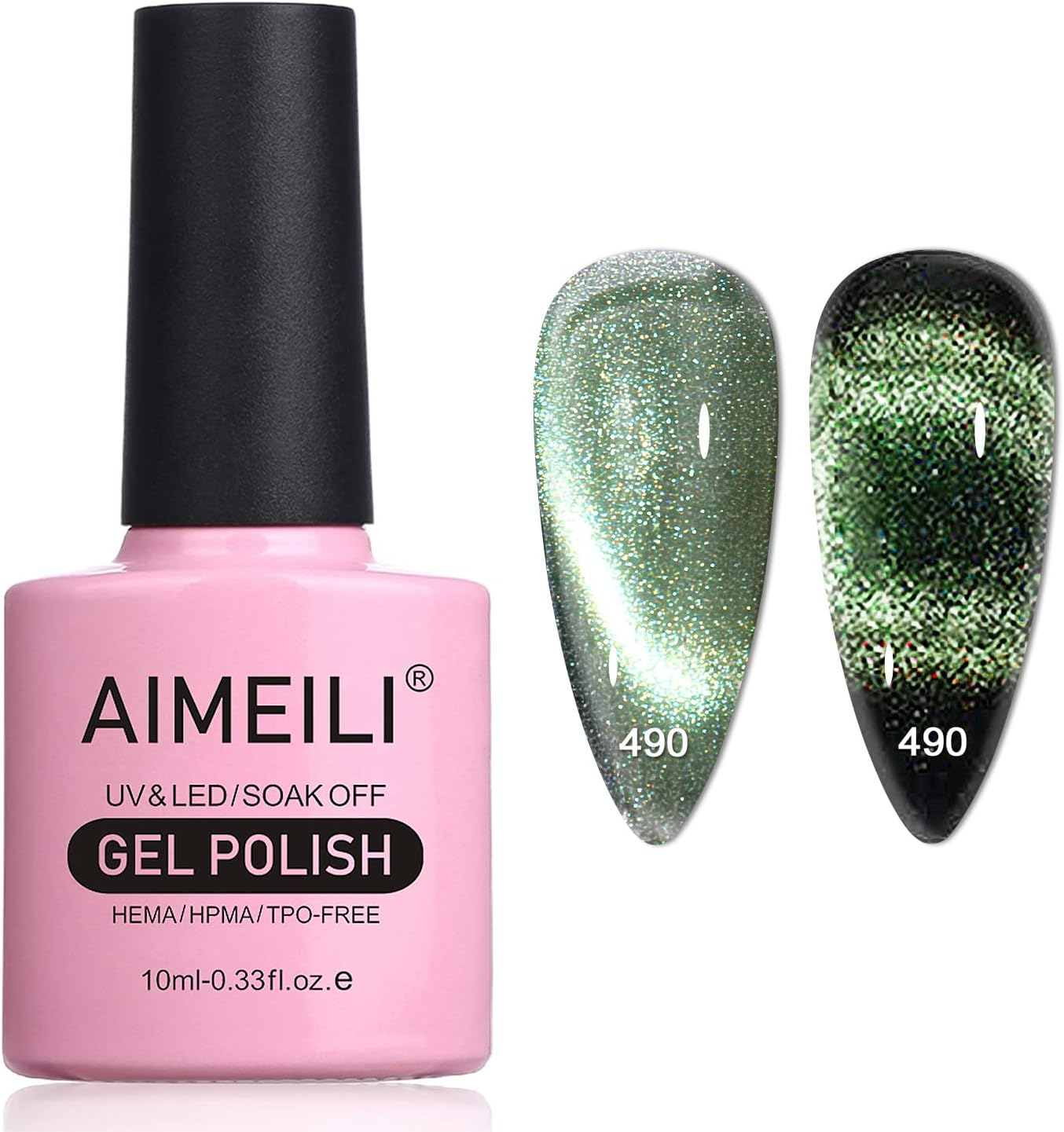 green cat eye nails
