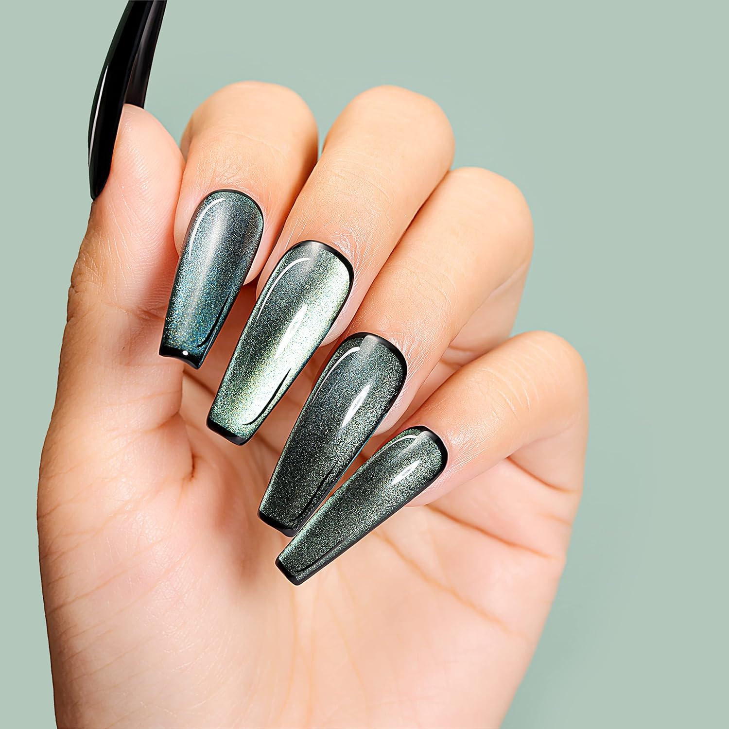 cat eye green nails