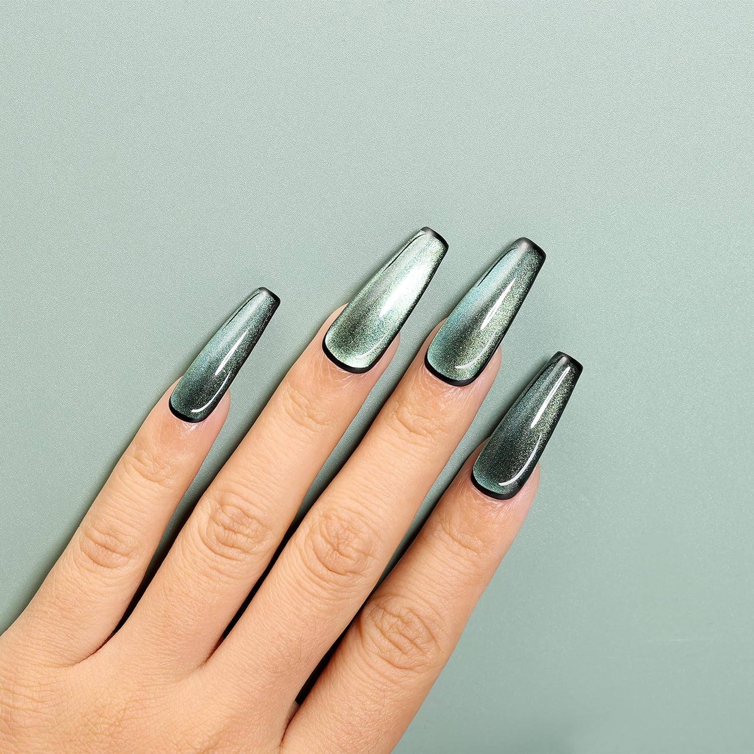 cat eye nails green