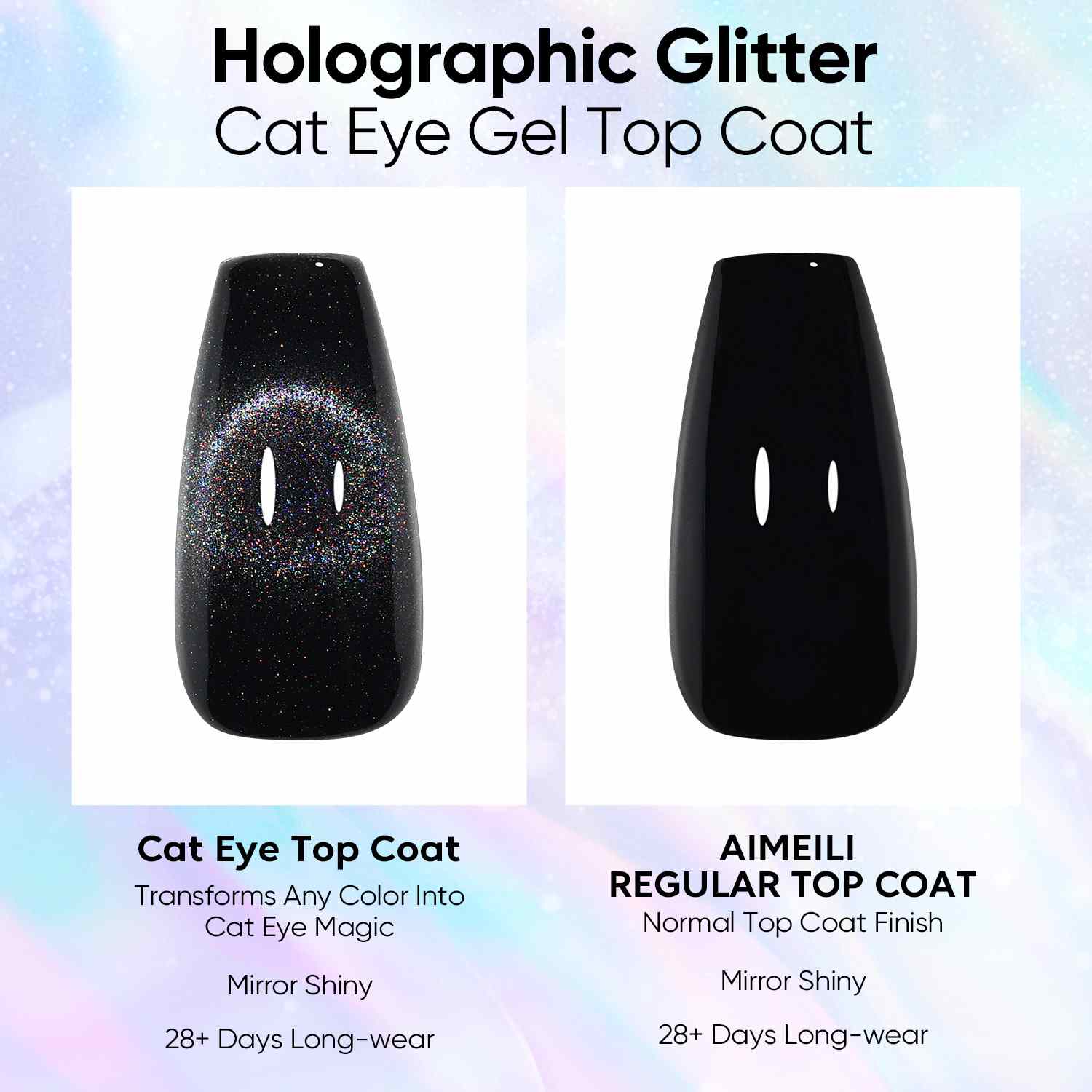 AIMEILI Magnetic Cat Eye Top Coat 2 in 1, Rainbow No Wipe Gel – CHMYT