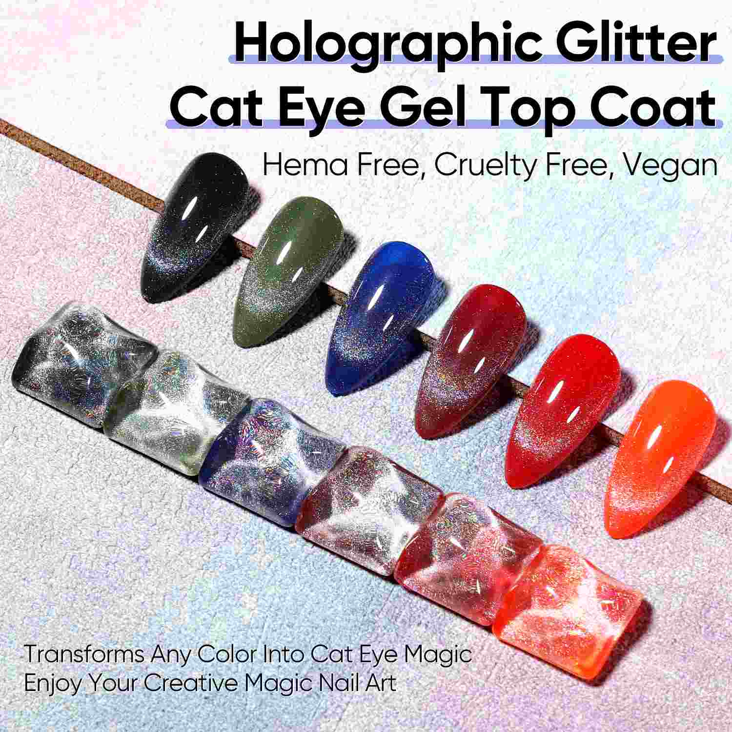 AIMEILI Magnetic Cat Eye Top Coat 2 in 1, Rainbow No Wipe Gel – CHMYT
