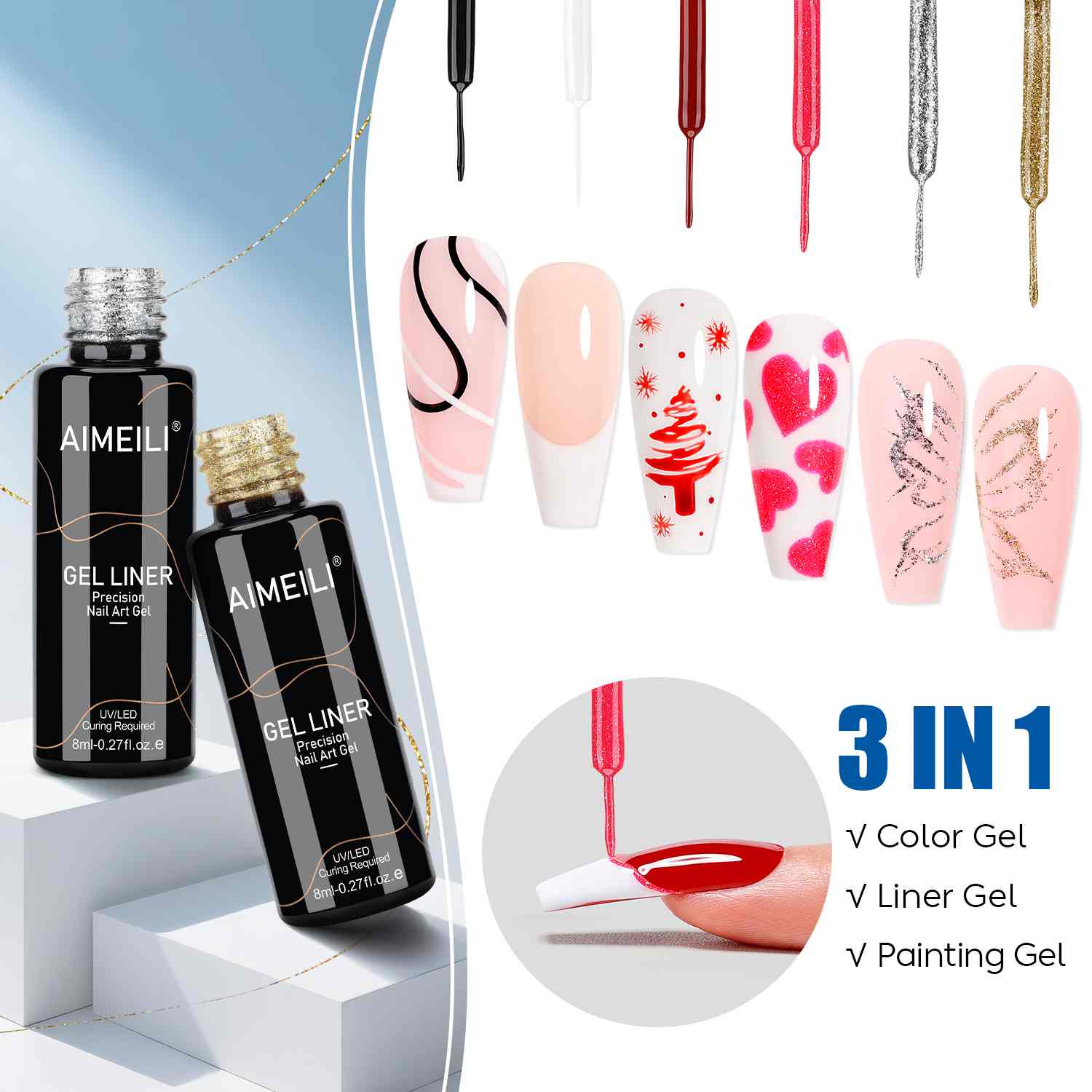 AIMEILI 6 Colors Nail Art Liner Gel Set