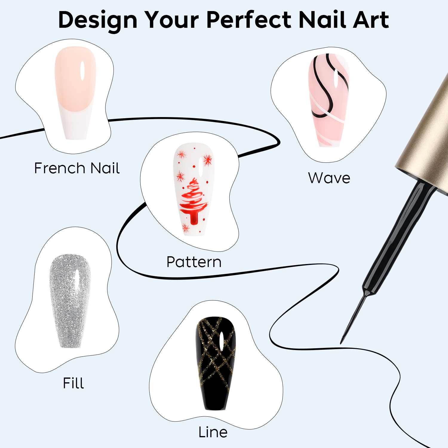 AIMEILI 6 Colors Nail Art Liner Gel Set