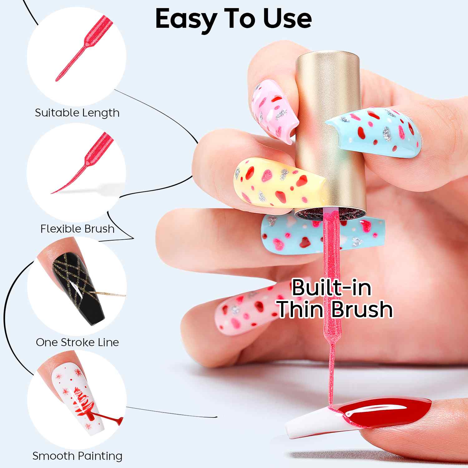 AIMEILI 6 Colors Nail Art Liner Gel Set