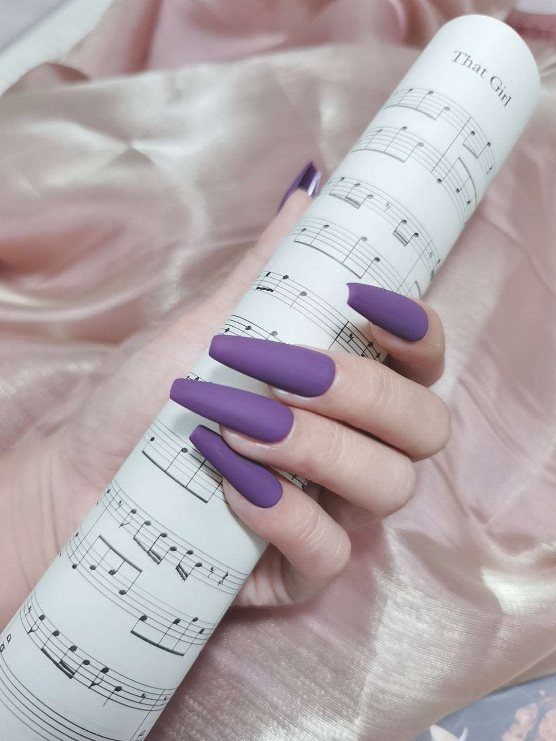 coffin purple nails