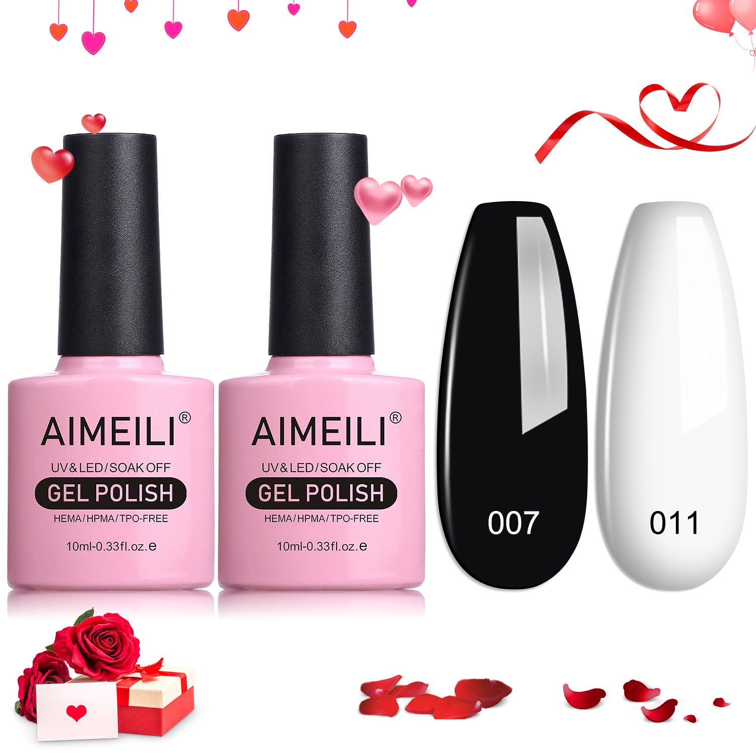 Aimeili 2Pcs Black and White Best Opaque Gel Polish Kit for Nail