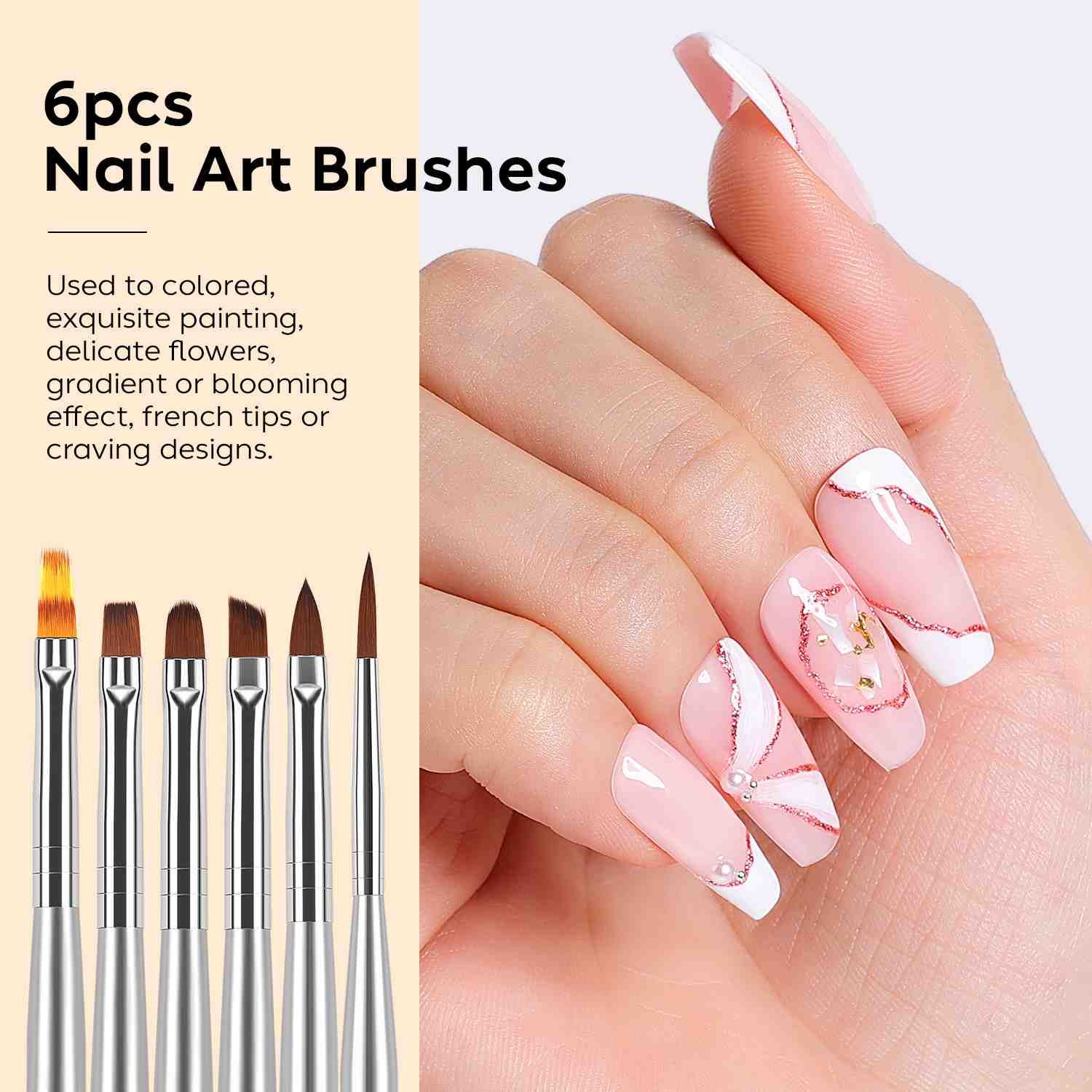 AIMEILI 8-Piece Nail Art Brushes Set NBRB3 for Gel Polish