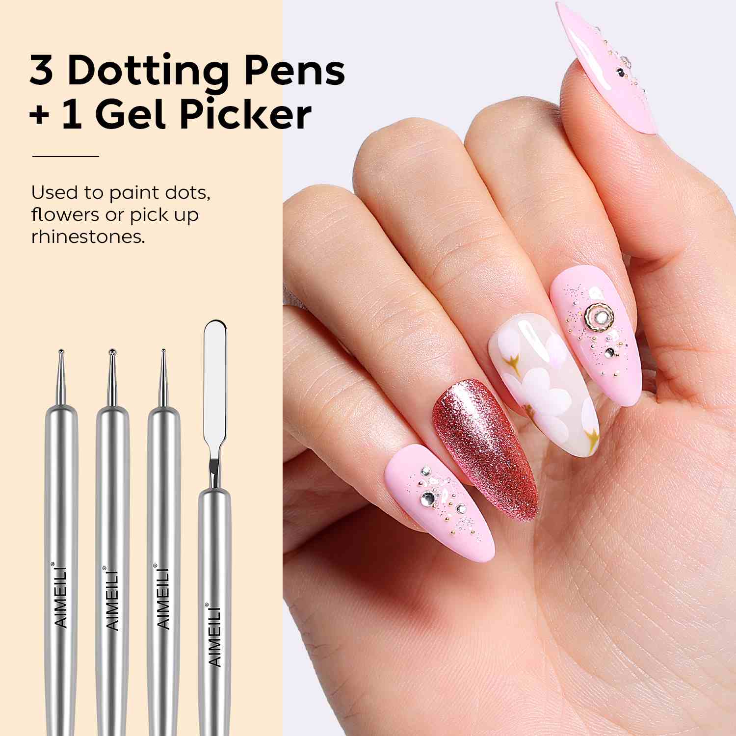 AIMEILI 8-Piece Nail Art Brushes Set NBRB3 for Gel Polish
