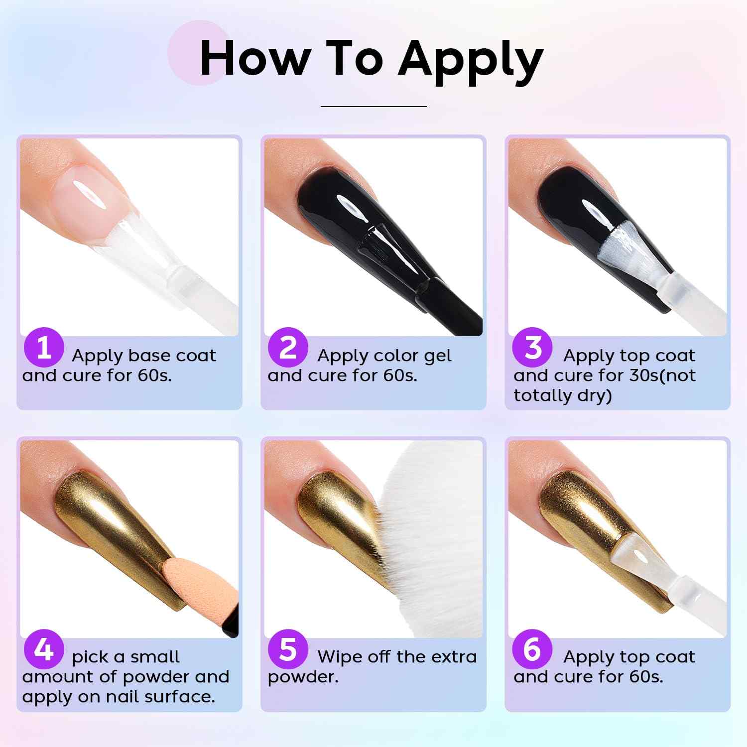 how to apply chrome powder to nails