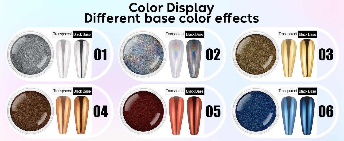 nail powder 6 colors effects