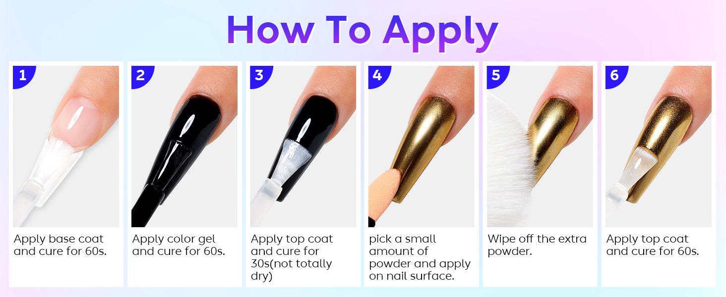 how to apply chrome powder nails