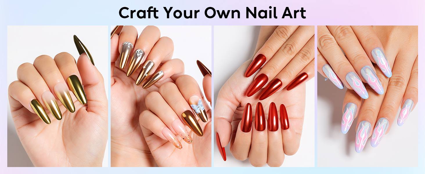 chrome powder nail designs
