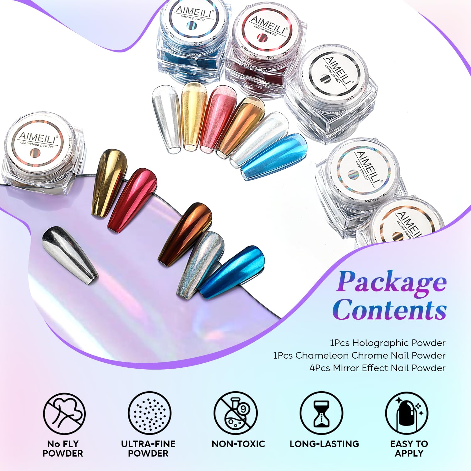 chrome powder nails