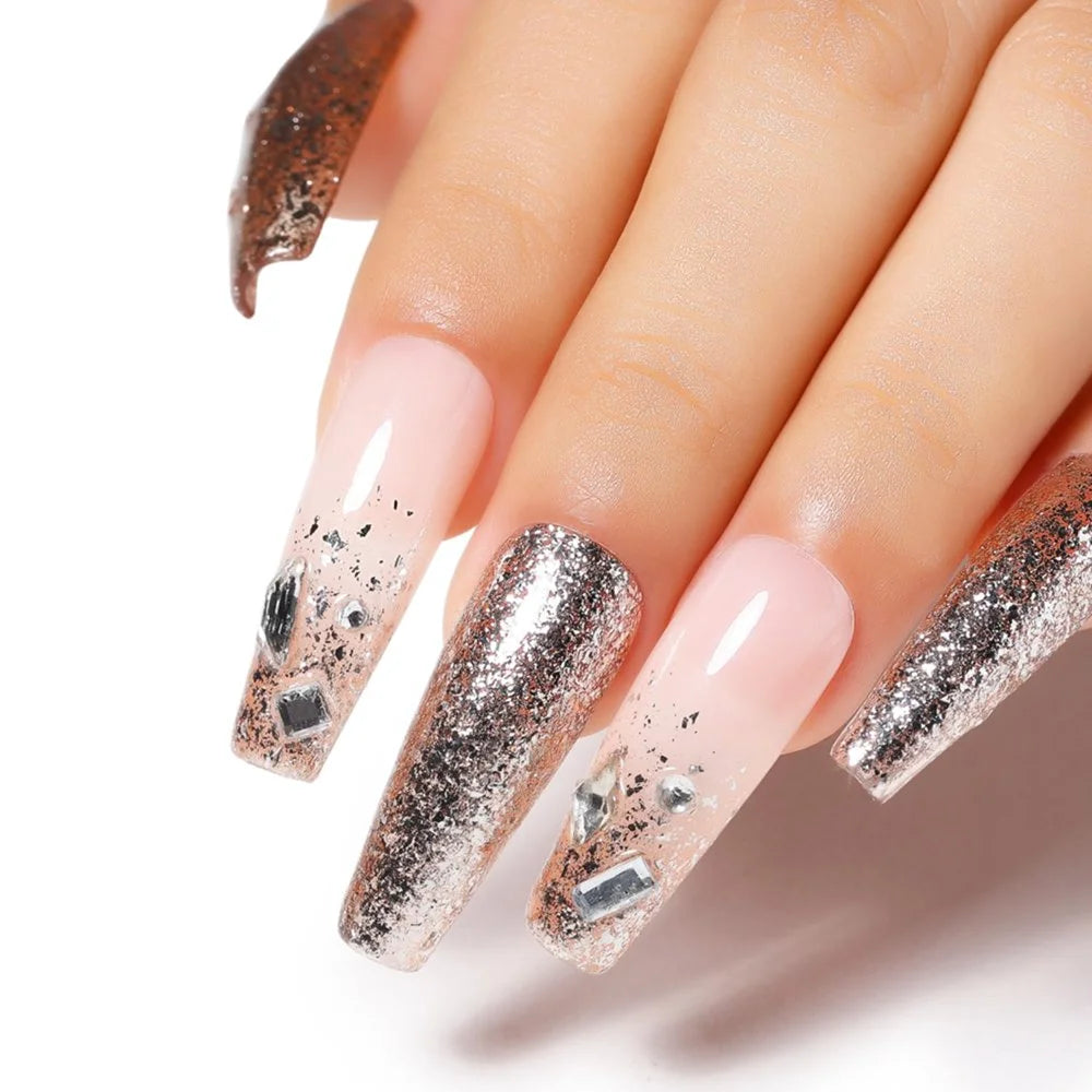 nails glitter gold