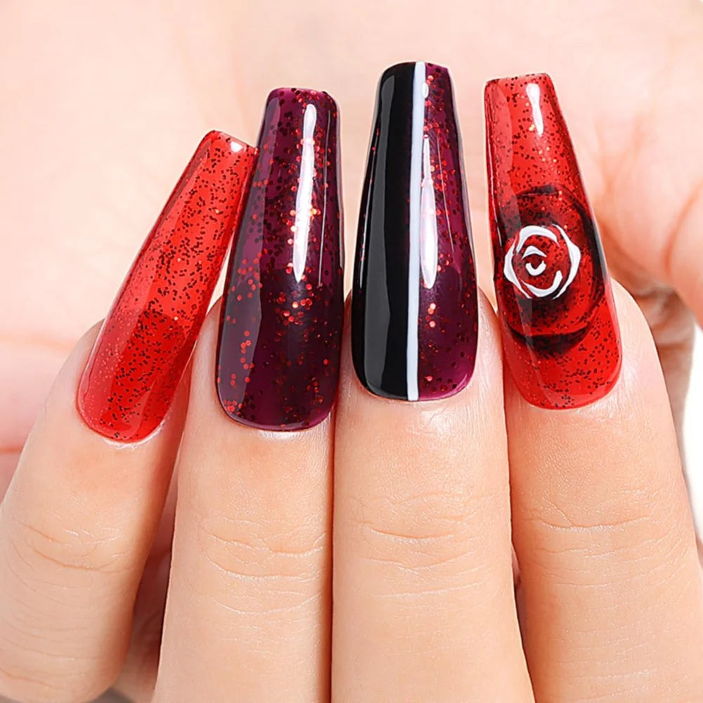red and glitter nails