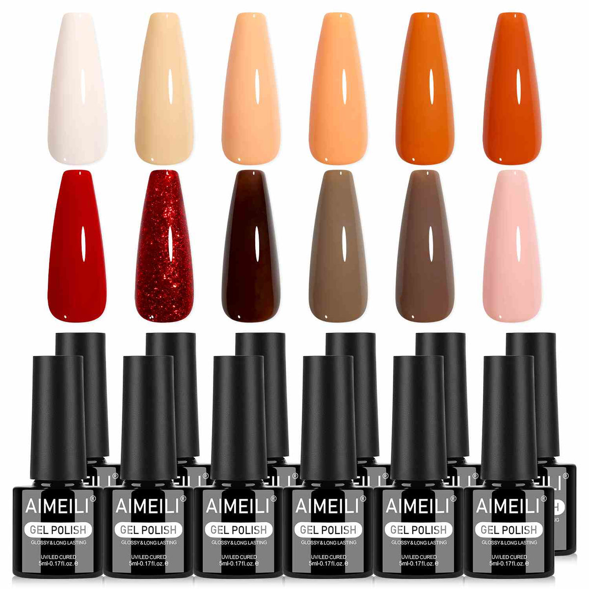 AIMEILI Warm Nude Gel Polish Set 45– 12 Colors