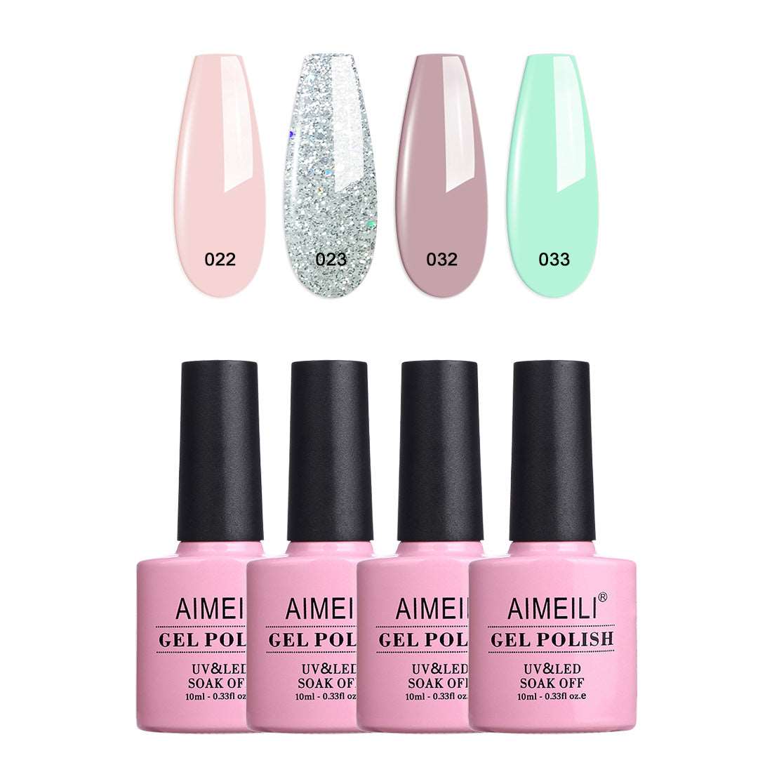 nude pink glitter mint green nail polish