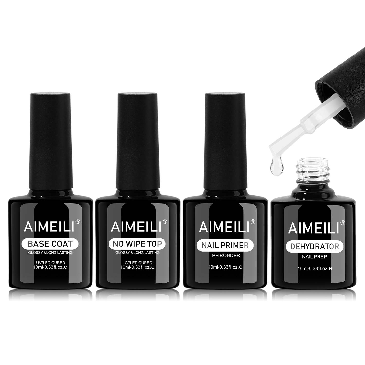 AIMEILI Nail Prep & Base Top Coat Set – Dehydrator Primer Gel System | SET4-39