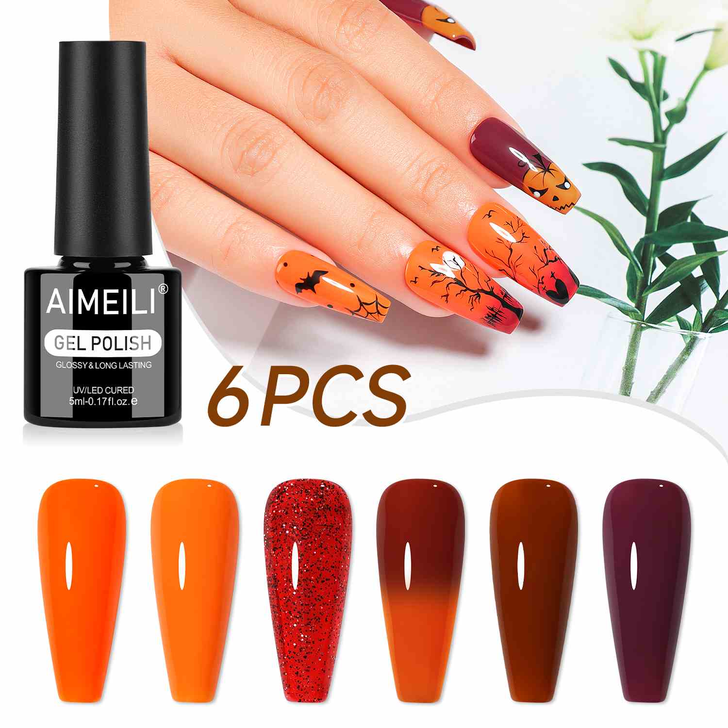 AIMEILI Harvest Gel Polish Set 105 – 6 Colors, Vegan & Cruelty-Free