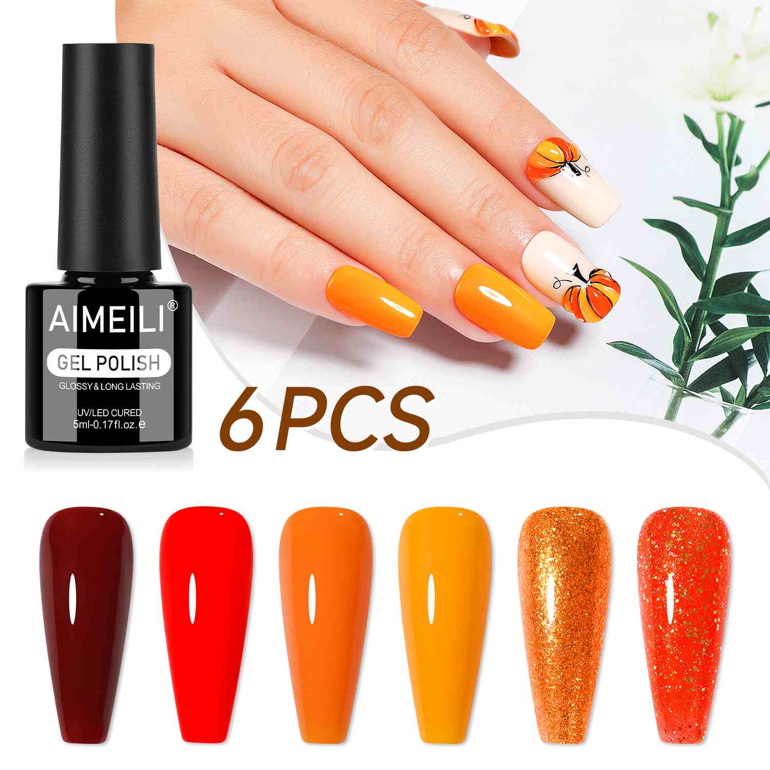 AIMEILI Halloween Neon Gel Polish Set 106 – 6 Colors, Vegan & Cruelty-Free
