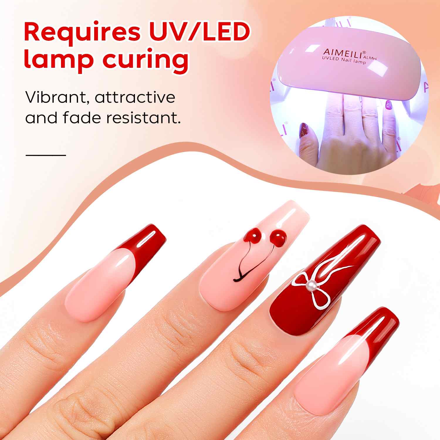 AIMEILI Red Gel Polish Set 107 – 6 Colors, Vegan & Cruelty-Free