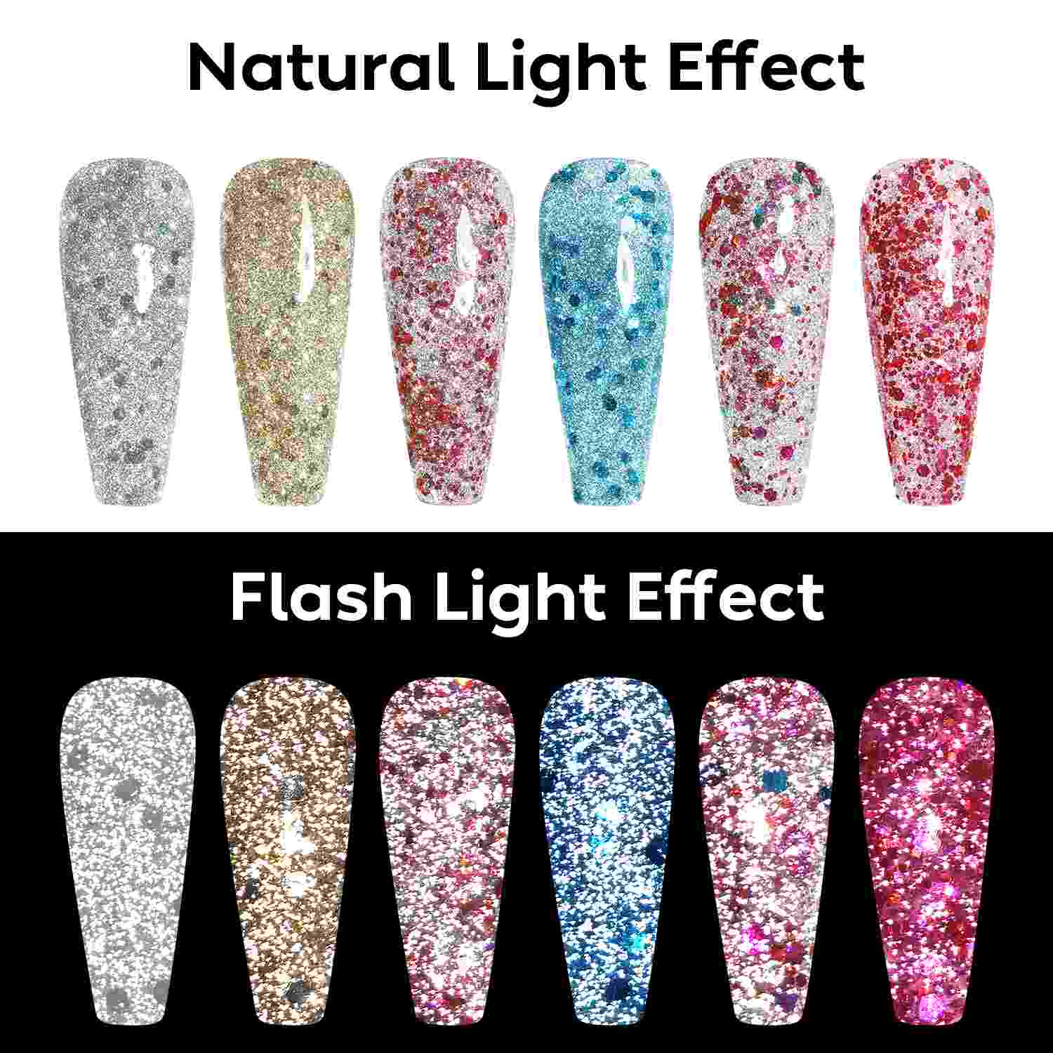 AIMEILI Chunky Glitter Gel Set 109 – 6 Colors, Vegan & Cruelty-Free