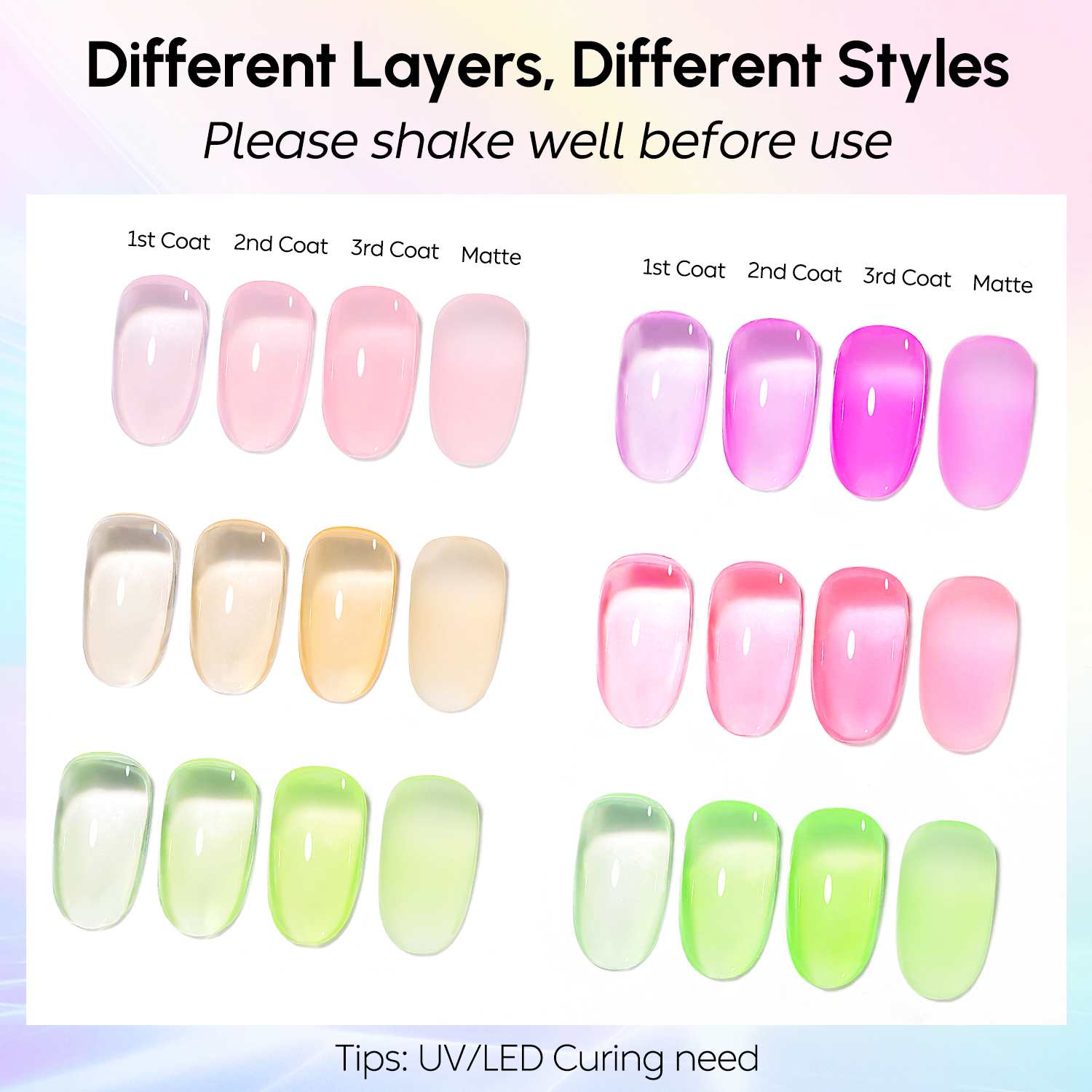 AIMEILI Builder Base Gel SET6-128 nail swatches