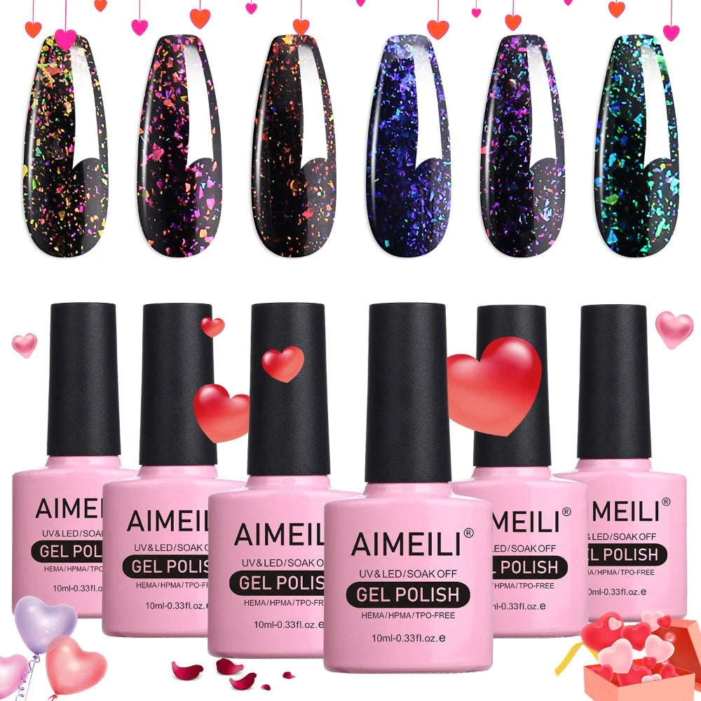 black glitter gel polish