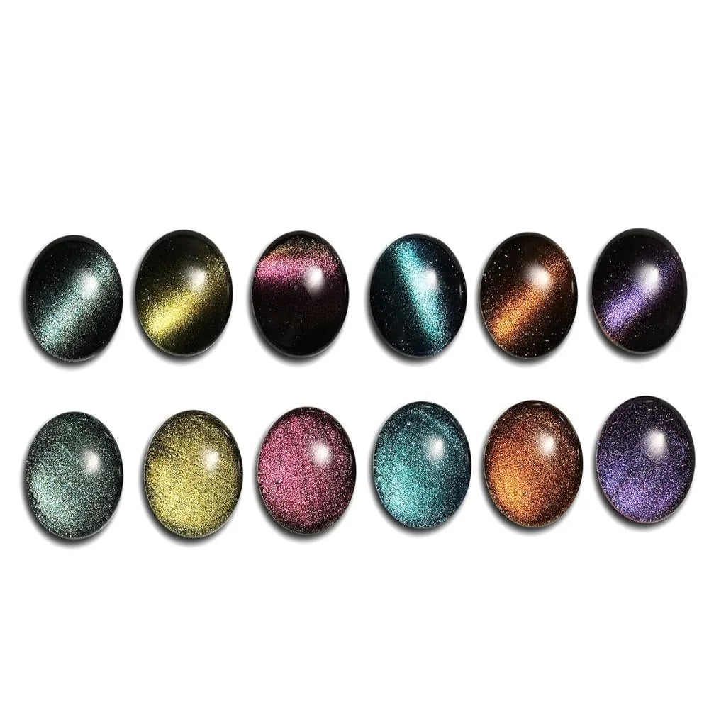 AIMEILI Cat Eye Gel Nail Polish – 6 Colors, 10ml | Dark Magnetic Shades | SET6-48