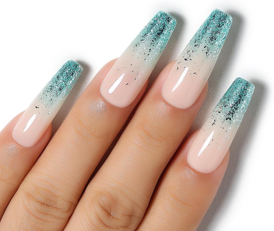 green glitter nail polish