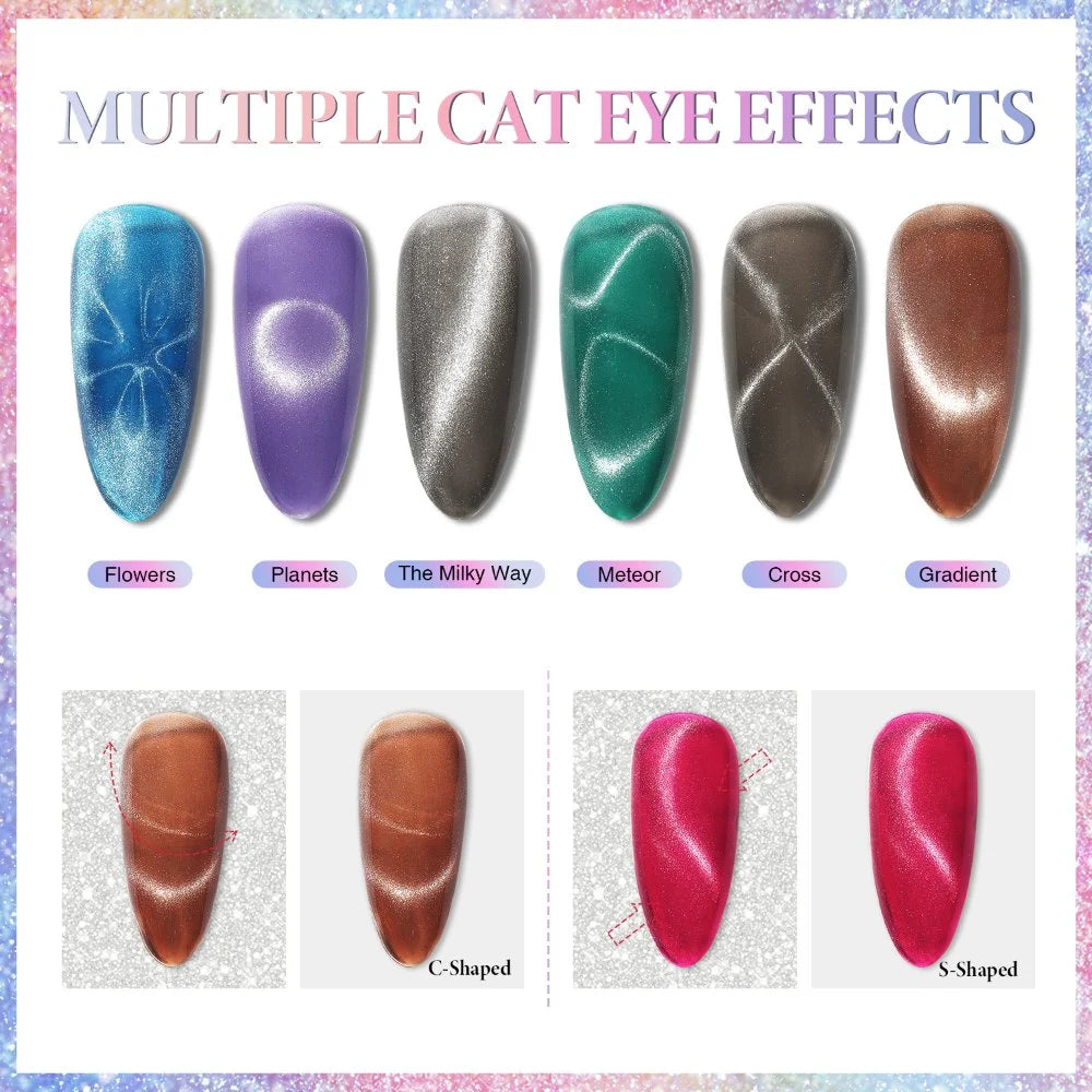 Multiple Colorful cat eye effects